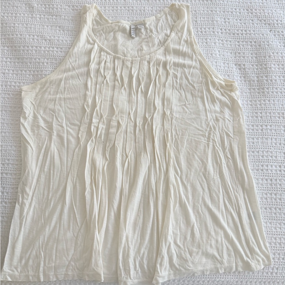 Elle Cream Pleated Tank Top